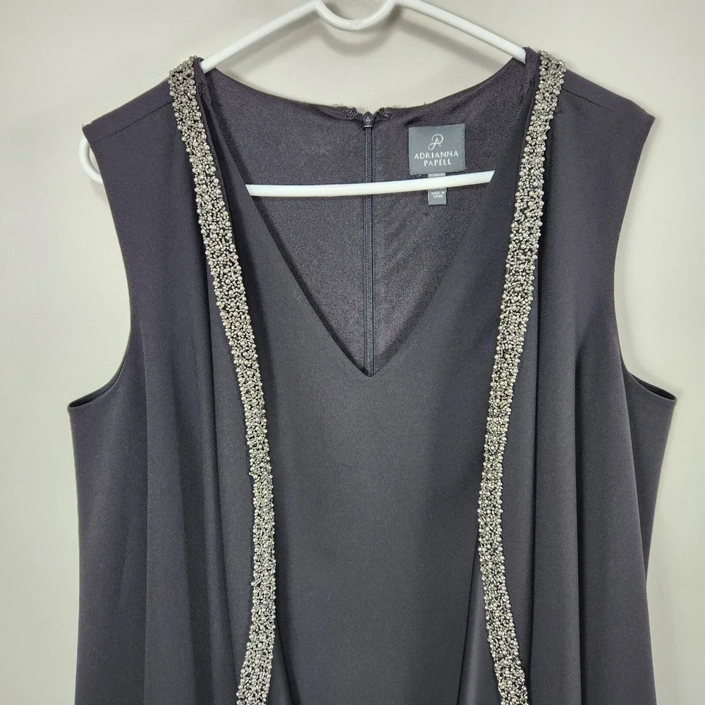 Adrianna Papell NWT Womens Black Crepe Cold Shoulder Cape Sheath Dress Sz‎ 14W